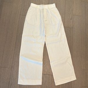Everlane ivory linen wide leg pants